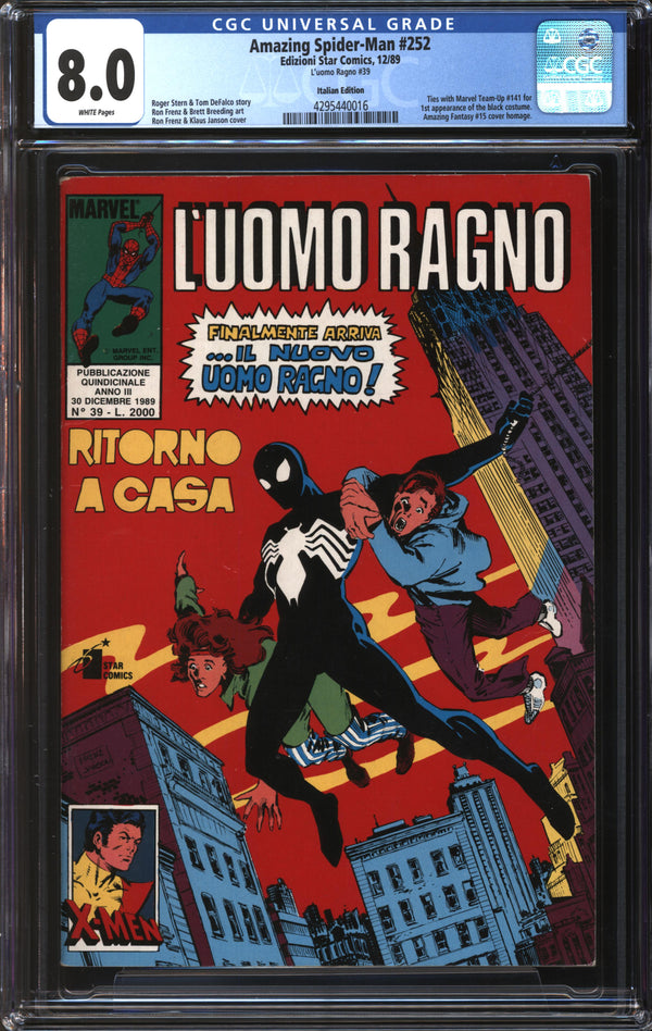 Amazing Spider-Man (1963) #252 Italian Edition (L'uomo Ragno #39) CGC 8.0 VF