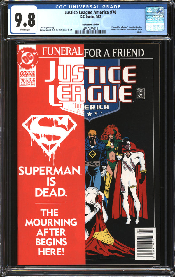 Justice League America (1992) #70 Newsstand Edition CGC 9.8 NM/MT