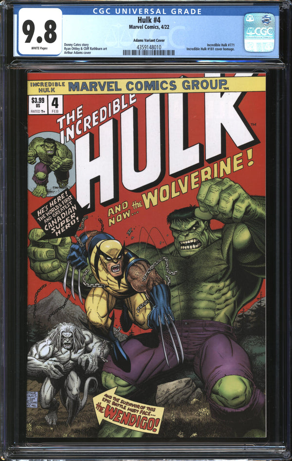Hulk (2022) #4 Art Adams Variant CGC 9.8 NM/MT