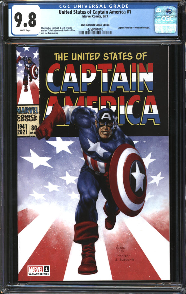 United States Of Captain America (2021) #1 Joe Jusko Clan McDonald Comics Edition CGC 9.8 NM/MT
