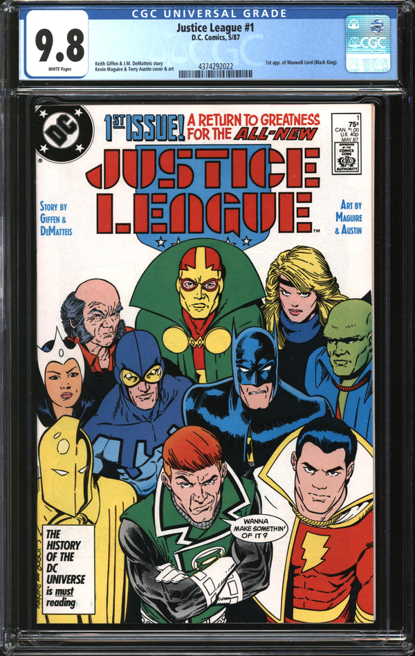 Justice League (1987) #1 CGC 9.8 NM/MT