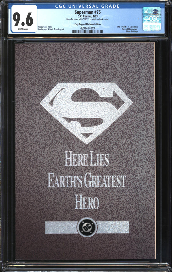 Superman (1987) #75 Poly-Bagged Platinum Edition CGC 9.6 NM+