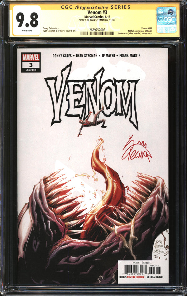 Venom (2018) # 3 CGC Signature Series 9.8 NM/MT