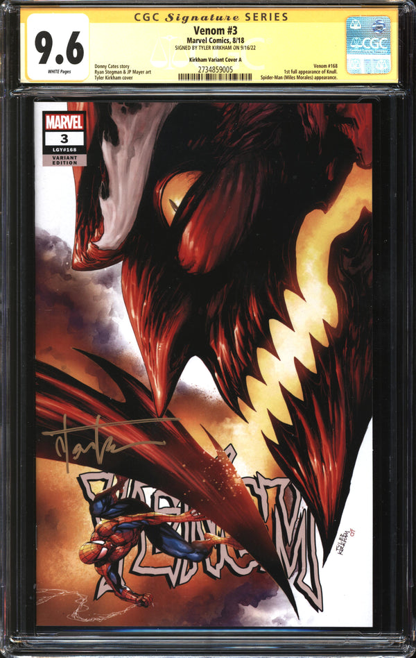 Venom (2018) # 3 Tyler Kirkham Variant Cover A CGC Signature Series 9.6 NM+