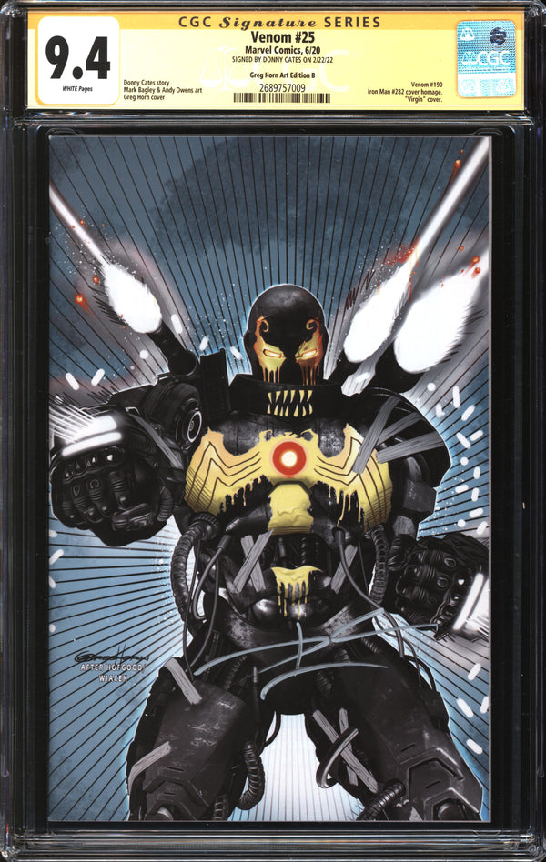 Venom (2018) #25 Greg Horn Art Edition B CGC Signature Series 9.4 NM