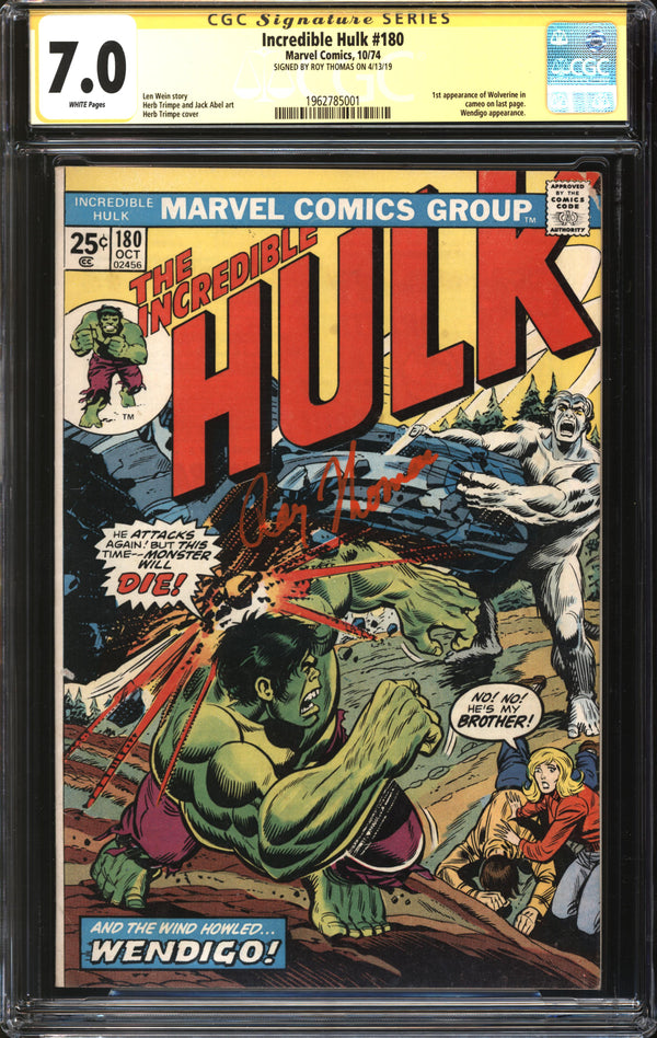 Incredible Hulk (1962) #180 CGC Signature Series 7.0 FN/VF
