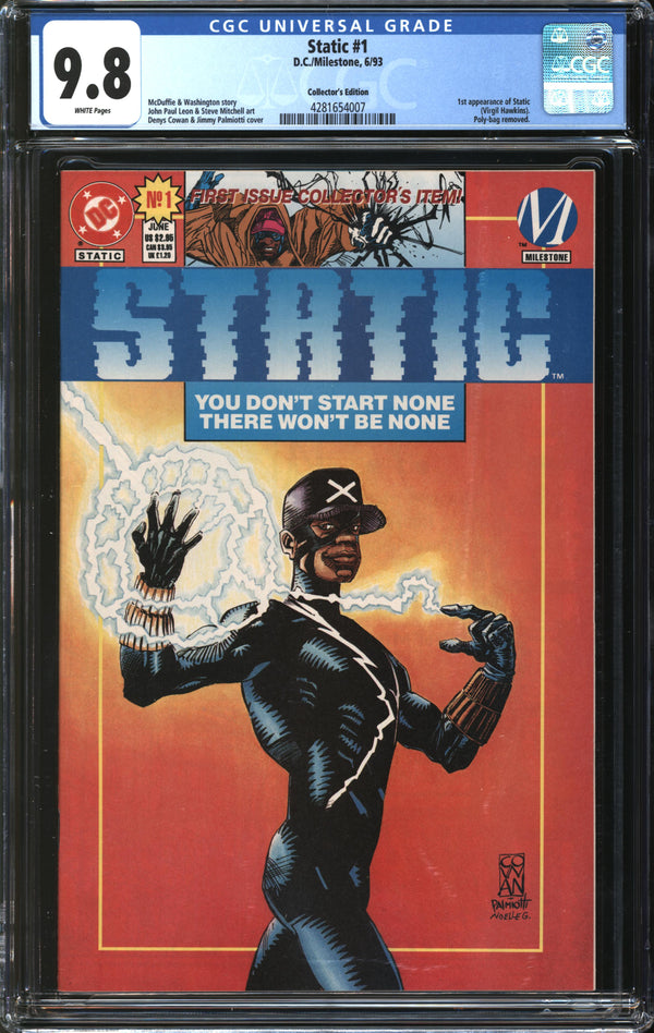 Static (1993) #1 Collector's Edition CGC 9.8 NM/MT