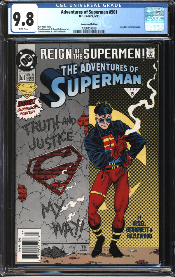 Adventures Of Superman (1987) #501 Newsstand Edition CGC 9.8 NM/MT