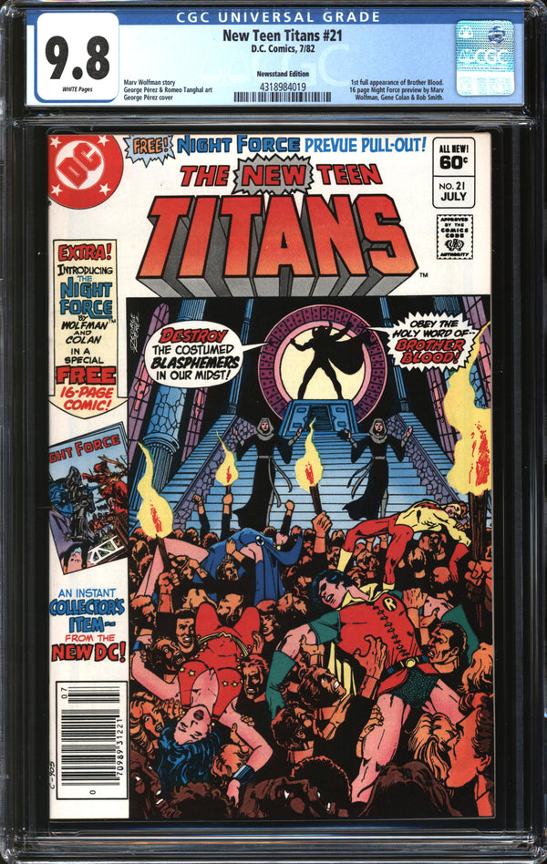 New Teen Titans (1980) #21 Newsstand Edition CGC 9.8 NM/MT