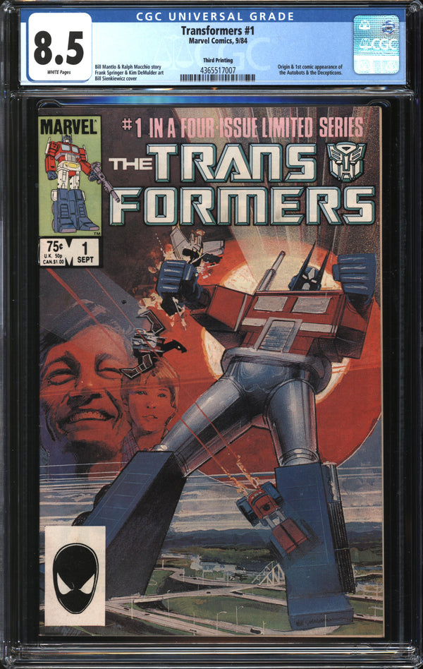 Transformers (1984) # 1 Third Printing CGC 8.5 VF+