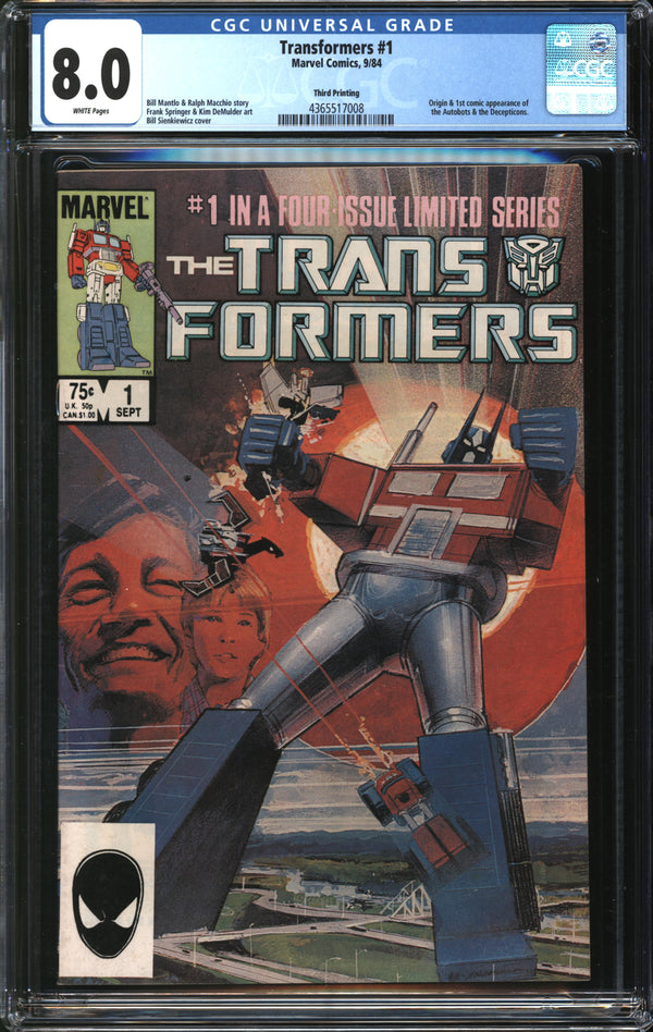 Transformers (1984) # 1 Third Printing CGC 8.0 VF