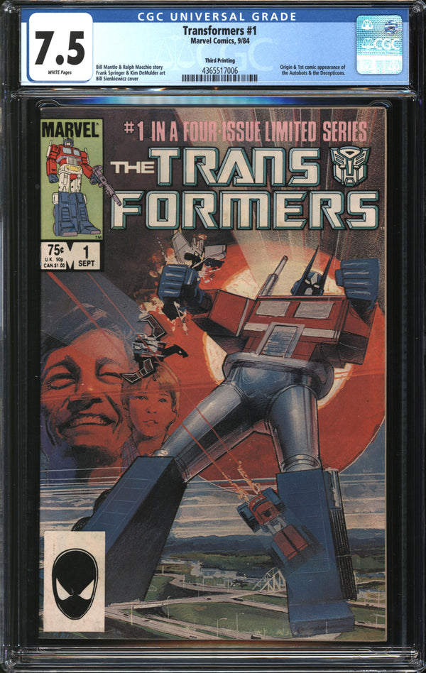 Transformers (1984) # 1 Third Printing CGC 7.5 VF-