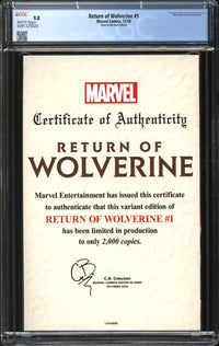 Return Of Wolverine (2018) #1 Glow-In-The-Dark Edition CGC 9.8 NM/MT