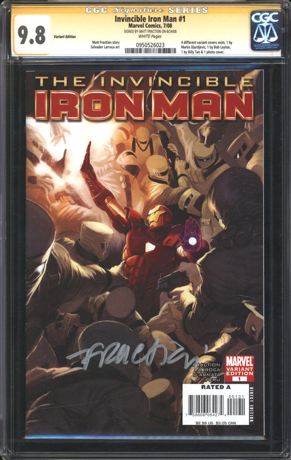 Invincible Iron Man (2008) # 1 Marko Djurdjevic Variant CGC Signature Series 9.8 NM/MT