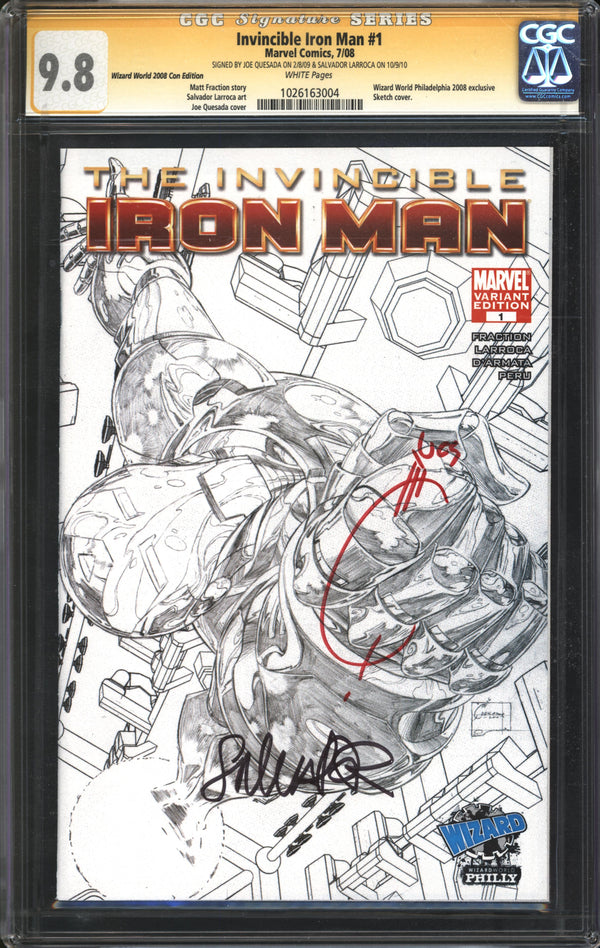Invincible Iron Man (2008) # 1 Wizard World Philadelphia 2008 Con Edition CGC Signature Series 9.8 NM/MT