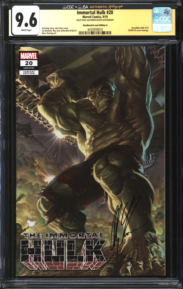 Immortal Hulk (2018) #20 AlexRossArt.com Edition A CGC x JSA Signature Series 9.6 NM+