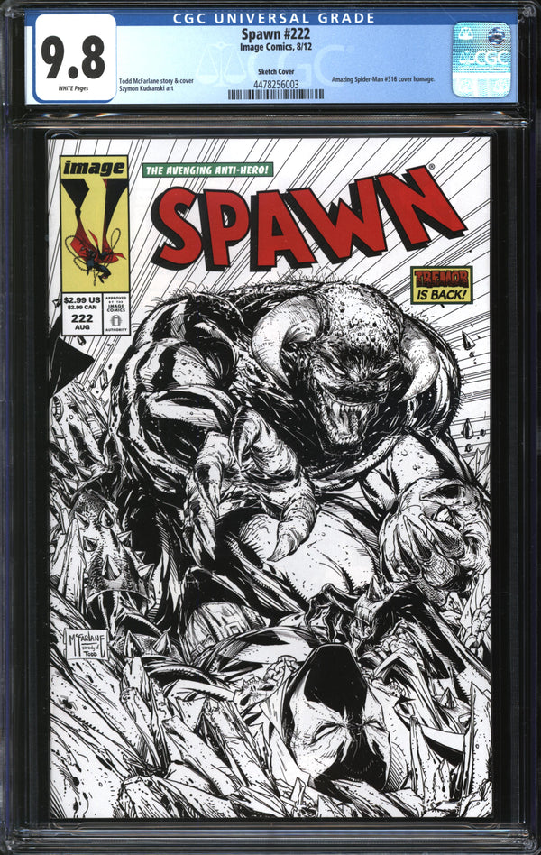 Spawn (1992) #222 Sketch Cover CGC 9.8 NM/MT