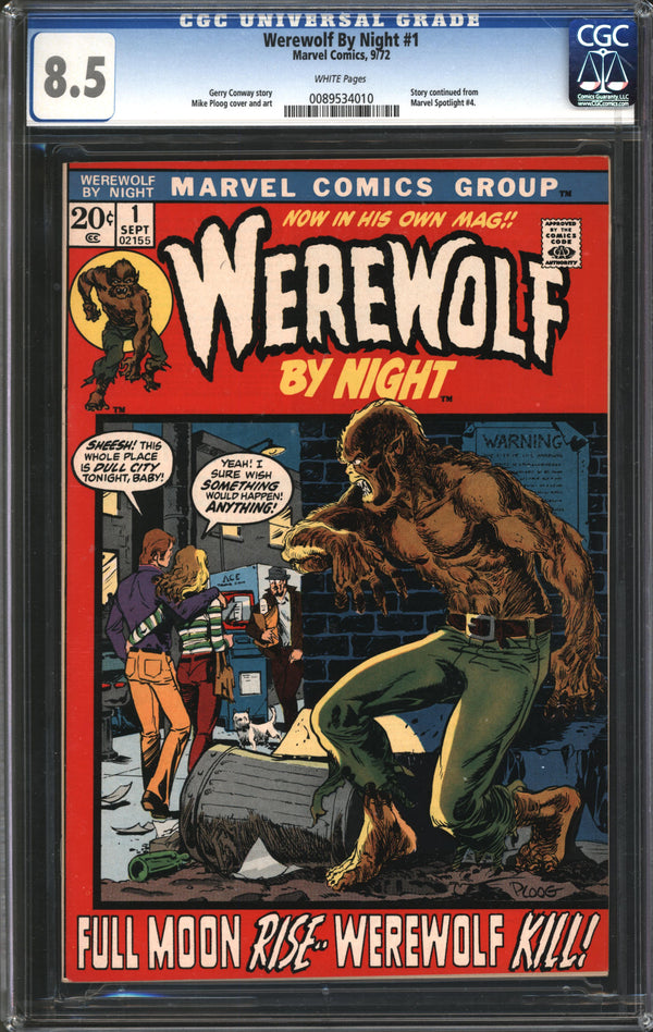 Werewolf By Night (1972) # 1 CGC 8.5 VF+