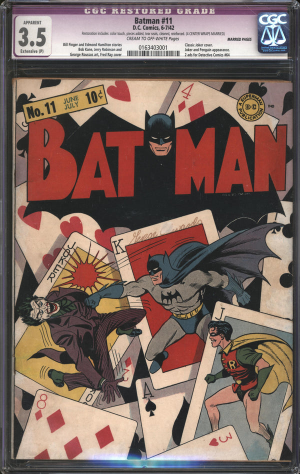 Batman (1940) # 11 CGC Restored 3.5 VG-