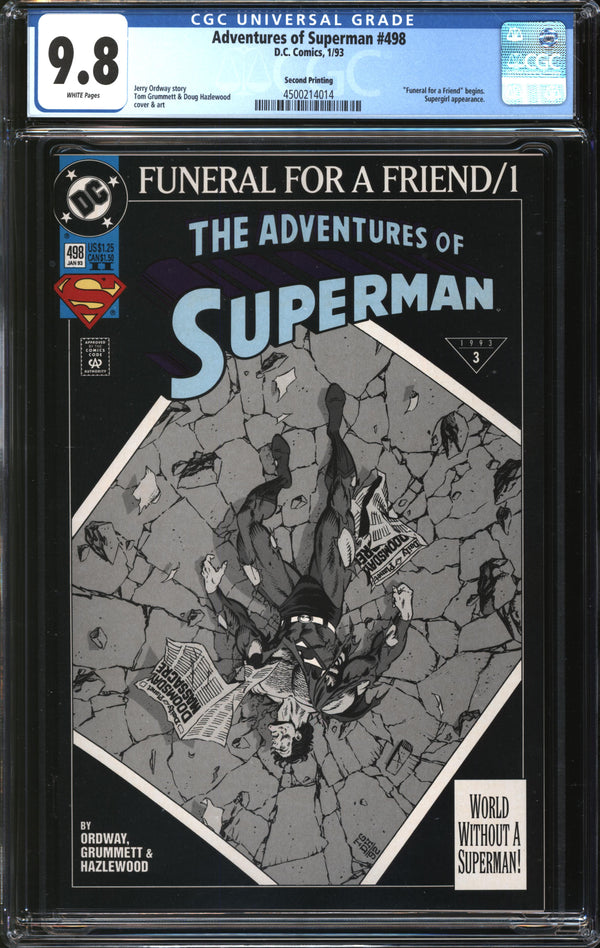 Adventures Of Superman (1987) #498 Second Printing CGC 9.8 NM/MT