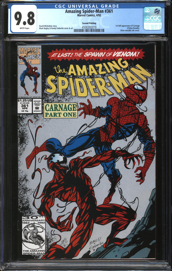 Amazing Spider-Man (1963) #361 Second Printing CGC 9.8 NM/MT