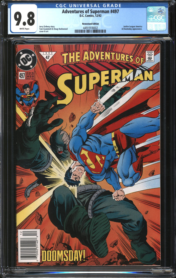 Adventures Of Superman (1987) #497 Newsstand Edition CGC 9.8 NM/MT