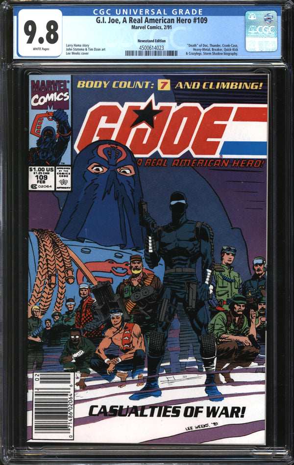 G.I. Joe, A Real American Hero (1982) #109 Newsstand Edition CGC 9.8 NM/MT