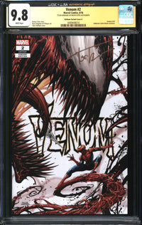 Venom (2018) #2 Tyler Kirkham Variant Cover A CGC x JSA Signature Series 9.8 NM/MT Signed Tyler Kirkham