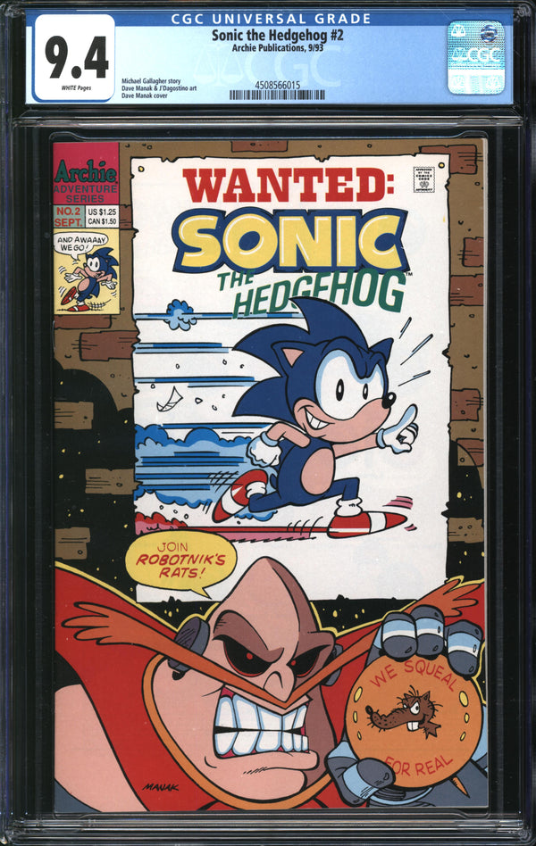 Sonic The Hedgehog (1993) #  2 CGC 9.4 NM