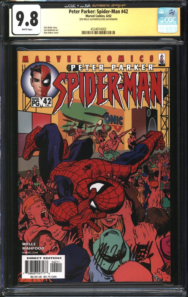 Peter Parker: Spider-Man (1999) #42 CGC x JSA Signature Series 9.8 NM/MT Signed Zeb Wells