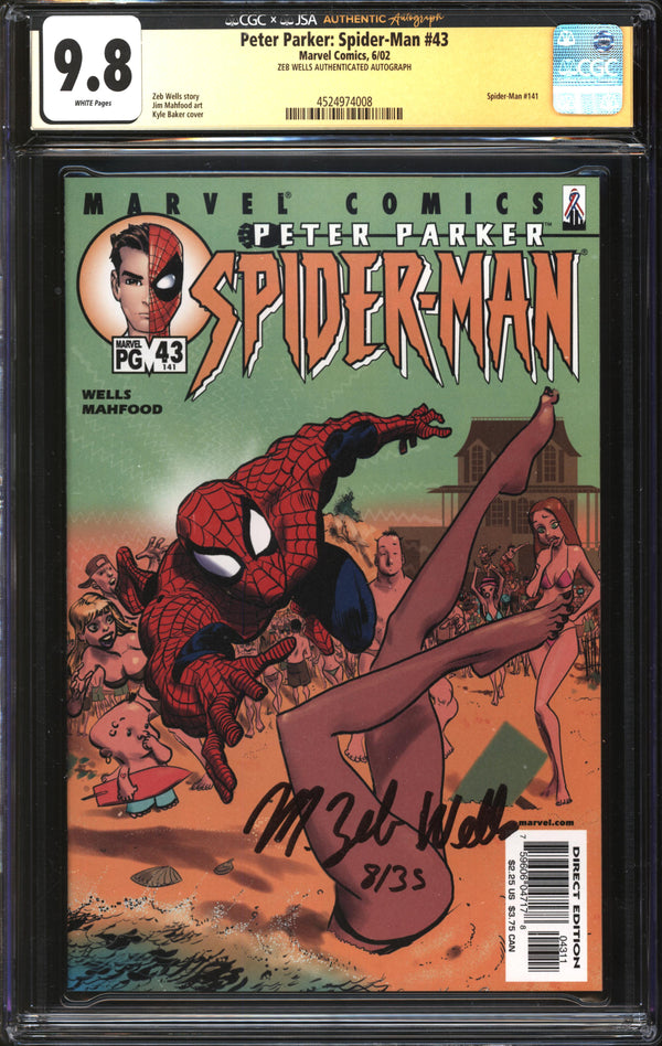 Peter Parker: Spider-Man (1999) #43 CGC x JSA Signature Series 9.8 NM/MT Signed Zeb Wells