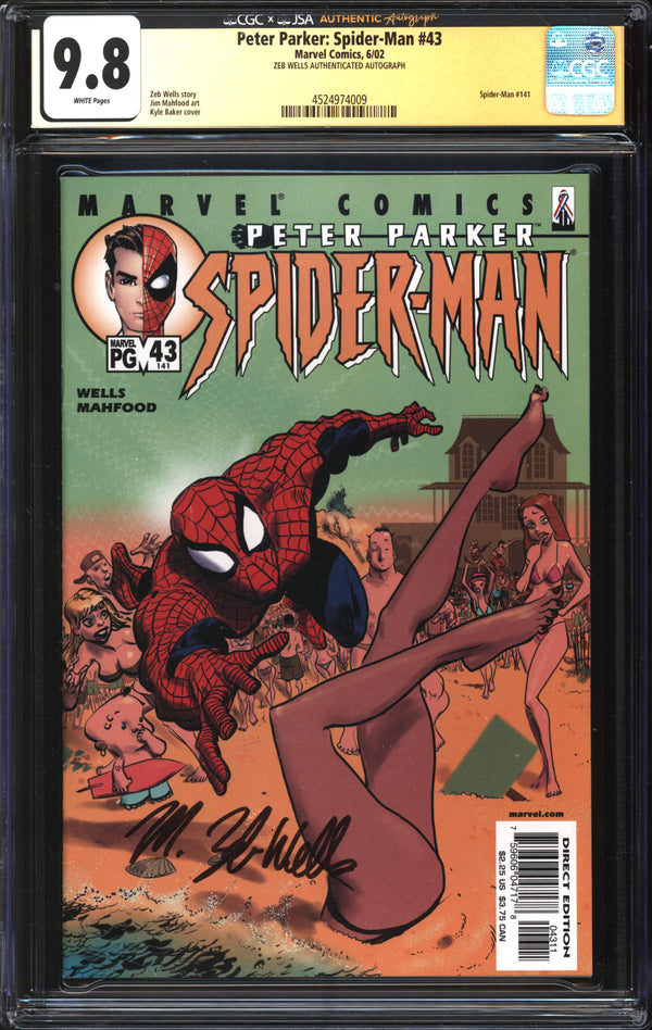 Peter Parker: Spider-Man (1999) #43 CGC x JSA Signature Series 9.8 NM/MT Signed Zeb Wells