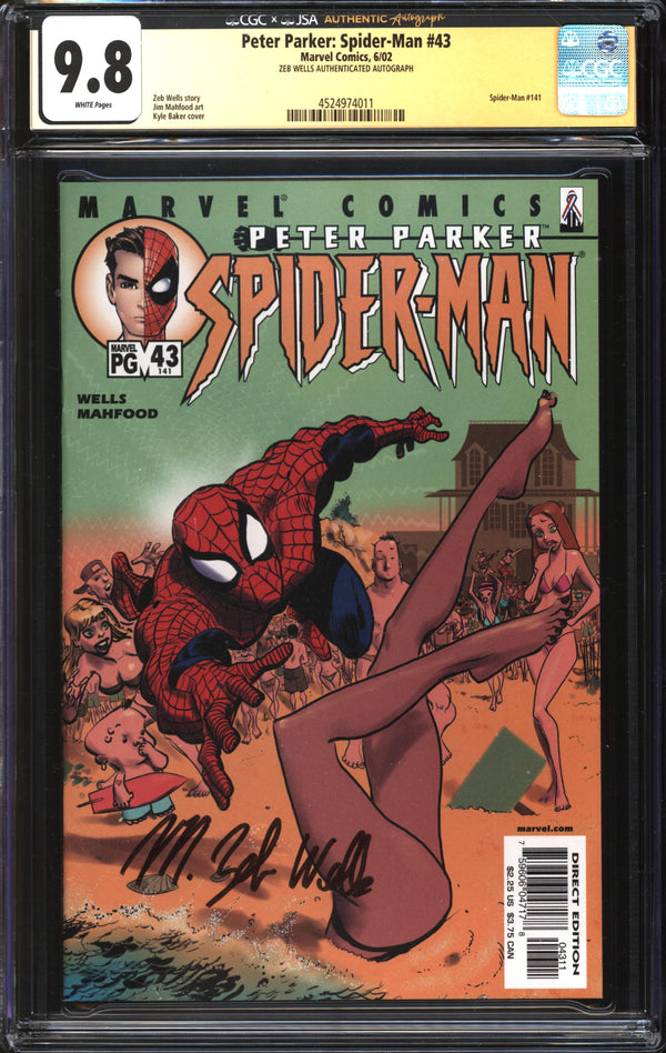 Peter Parker: Spider-Man (1999) #43 CGC x JSA Signature Series 9.8 NM/MT Signed Zeb Wells