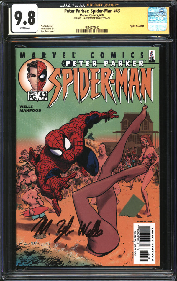 Peter Parker: Spider-Man (1999) #43 CGC x JSA Signature Series 9.8 NM/MT Signed Zeb Wells