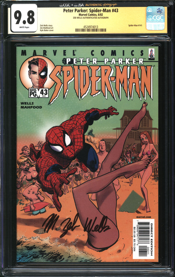 Peter Parker: Spider-Man (1999) #43 CGC x JSA Signature Series 9.8 NM/MT Signed Zeb Wells