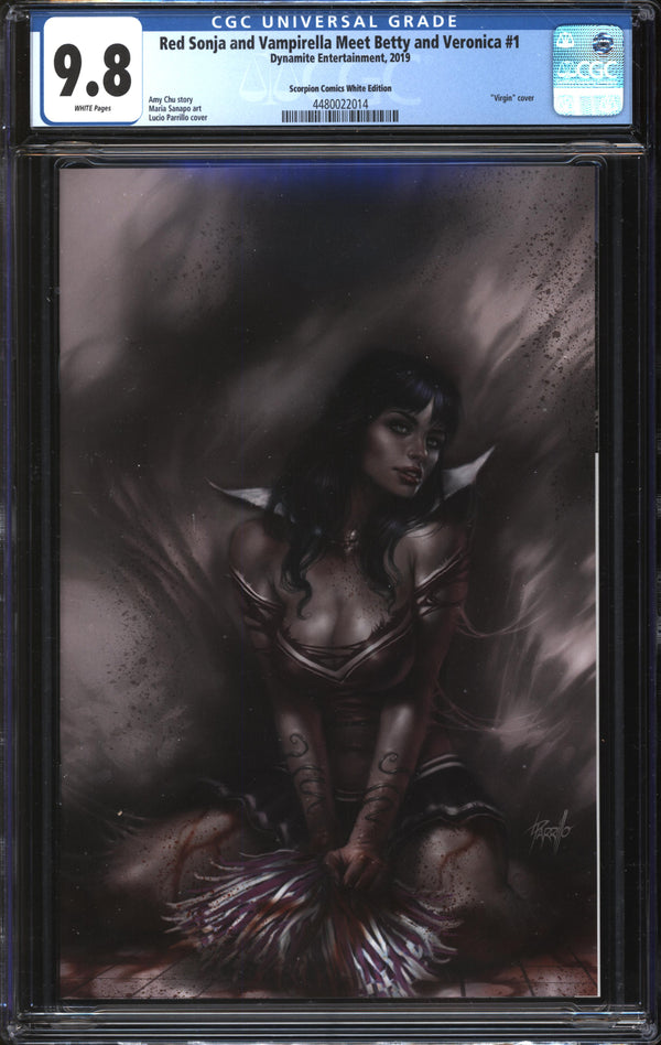 Red Sonja And Vampirella Meet Betty And Veronica (2019) #1 Lucio Parrillo Scorpion Comics White Edition CGC 9.8 NM/MT