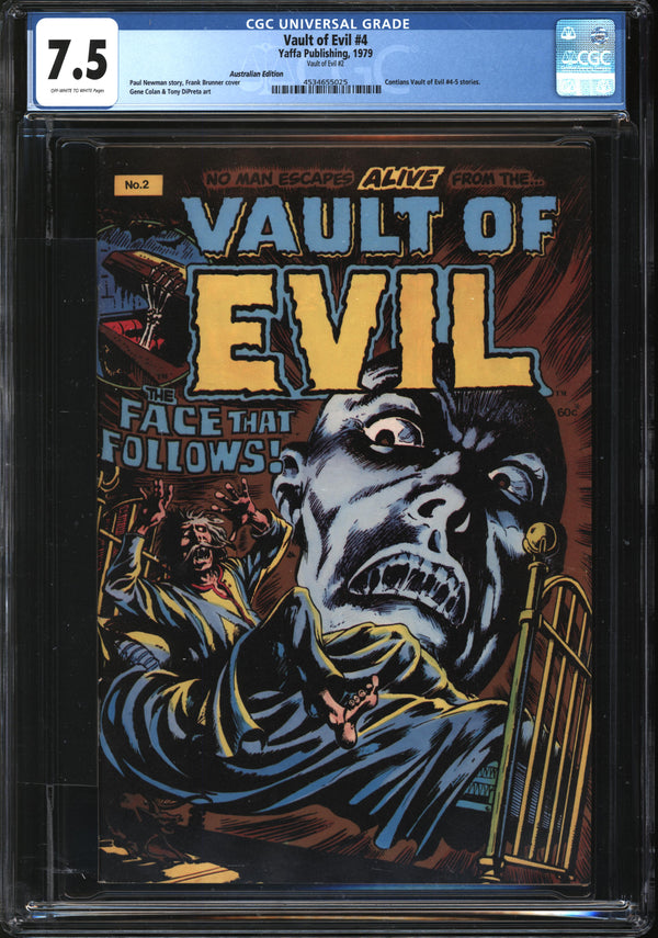 Vault Of Evil (1973) #4 Australian Edition (#2 Yaffa Publishing, 1979) CGC 7.5 VF-