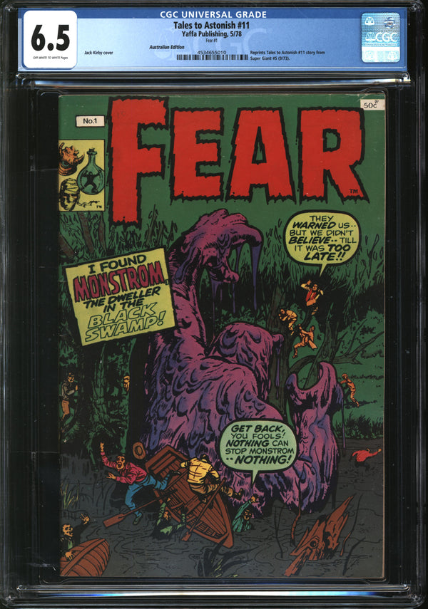 Tales To Astonish (1959) # 11 Australian Edition (Fear #1 Yaffa Publishing, 1978) CGC 6.5 FN+