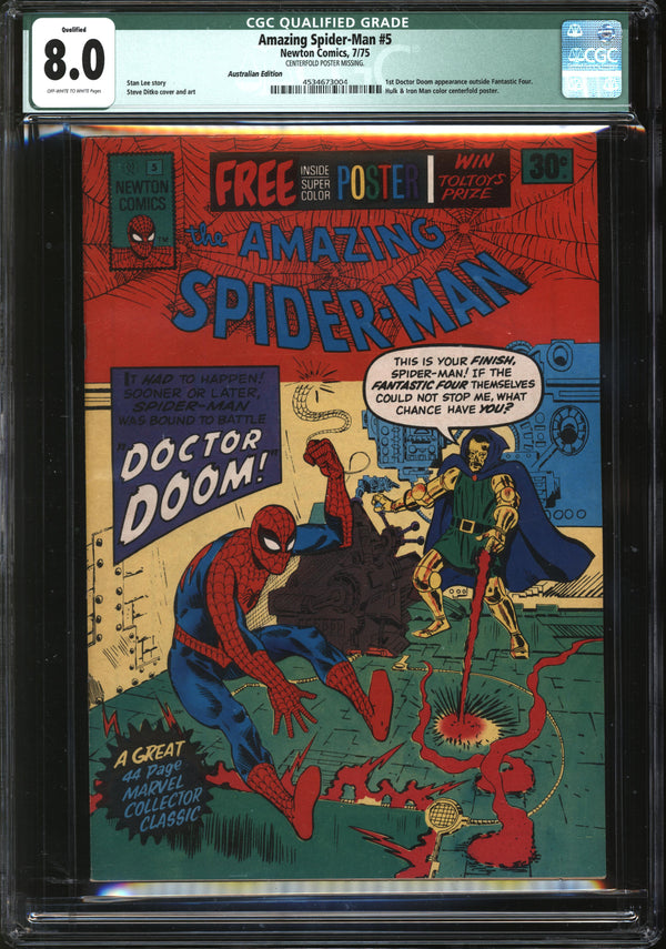 Amazing Spider-Man (1963) #  5 Australian Edition (Newton Comics, 1975) CGC Qualified 8.0 VF