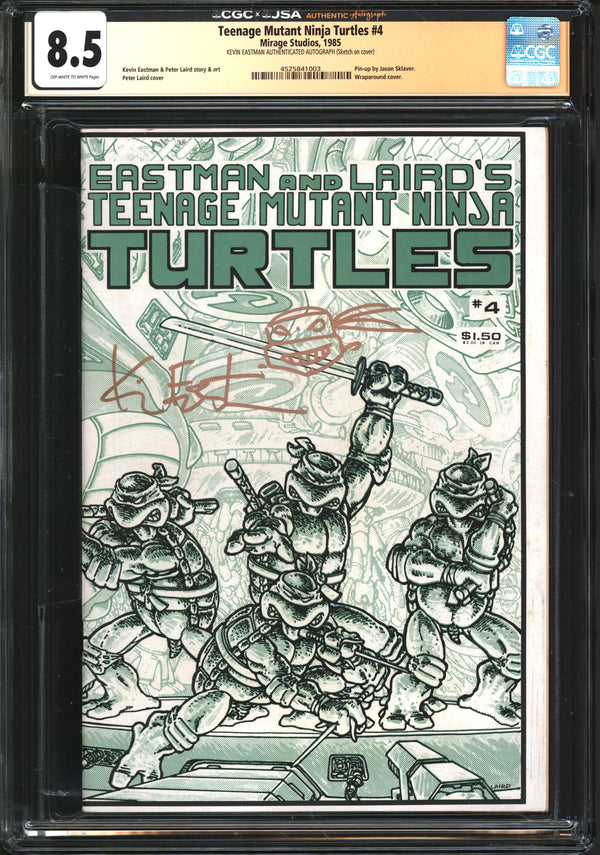 Teenage Mutant Ninja Turtles (1984) # 4 CGC x JSA Signature Series 8.5 VF+ Signed Kevin Eastman