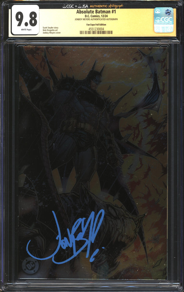 Absolute Batman (2024) #1 Fan Expo Foil Edition CGC Signature Series 9.8 NM/MT Signed Jonboy Meyers