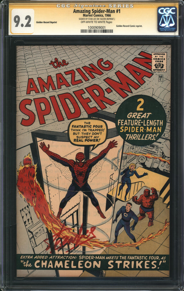 Amazing Spider-Man (1966) #1 Golden Record Reprint CGC 9.2 NM- Signed Stan Lee