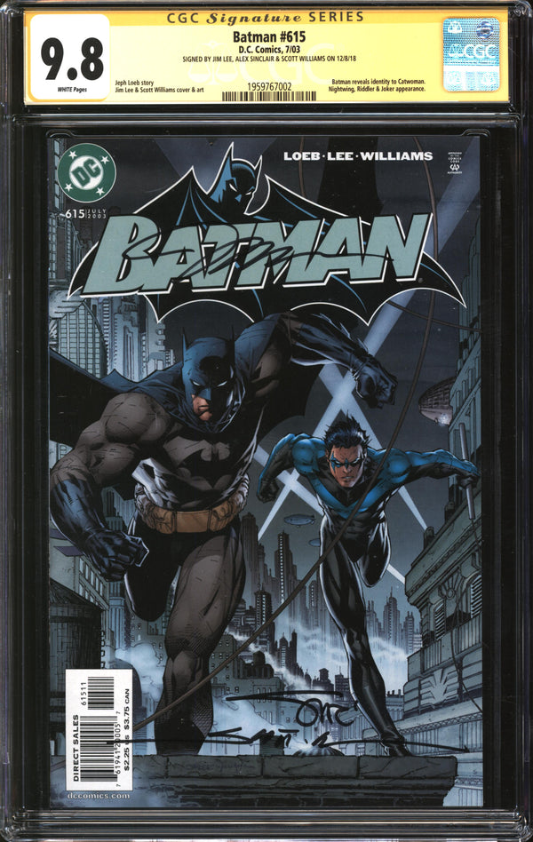 Batman (1940) #615 CGC Signature Series 9.8 NM/MT Signed Jim Lee, Alex Sinclair & Scott Williams
