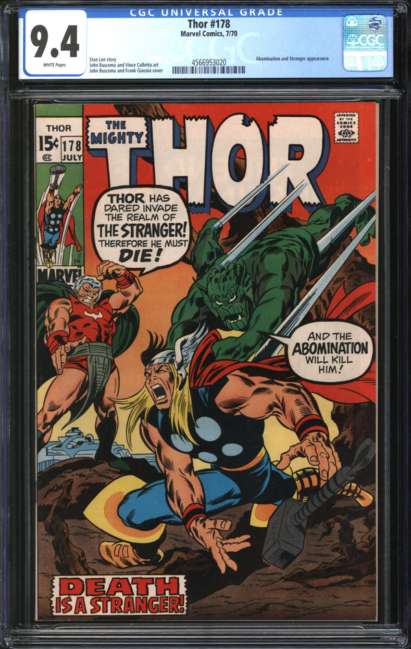 Thor (1966) #178 CGC 9.4 NM