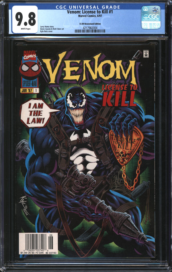 Venom: License To Kill (1997) #1 $1.99 Newsstand Edition CGC 9.8 NM/MT
