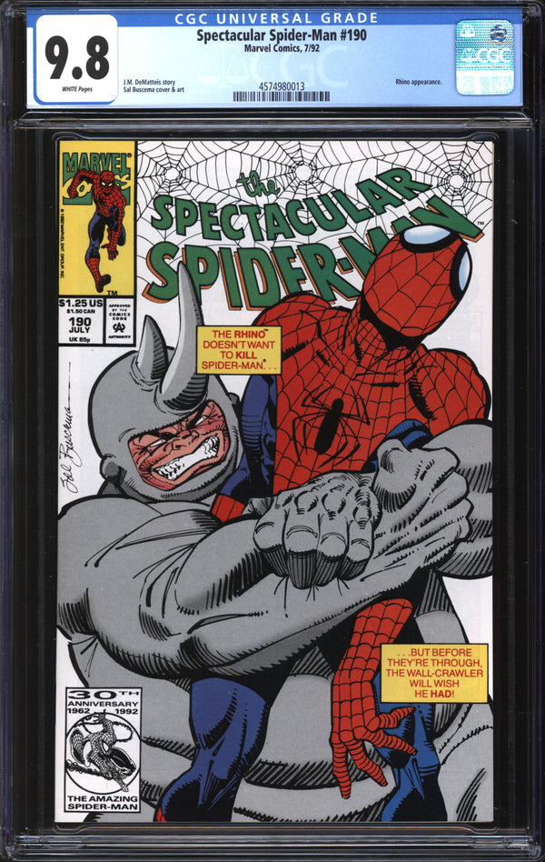 Spectacular Spider-Man (1976) #190 CGC 9.8 NM/MT