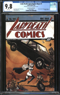 Lady Death: Apocalyptic Abyss (2018) #1 (#266/415) Homage Damaged Edition CGC 9.8 NM/MT