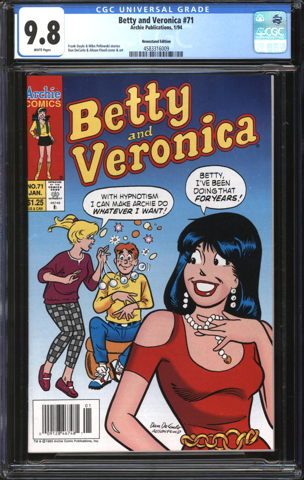 Betty And Veronica (1987) #71 Newsstand Edition CGC 9.8 NM/MT