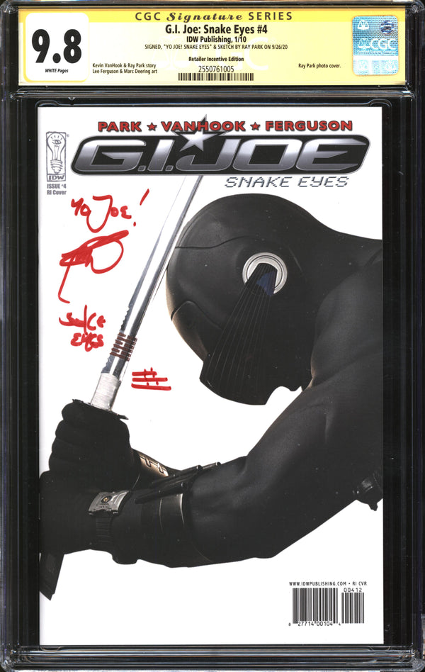 G.I. Joe: Snake Eyes (2009) #4 Retailer Incentive Edition CGC Signature Series 9.8 NM/MT Signed Ray Park
