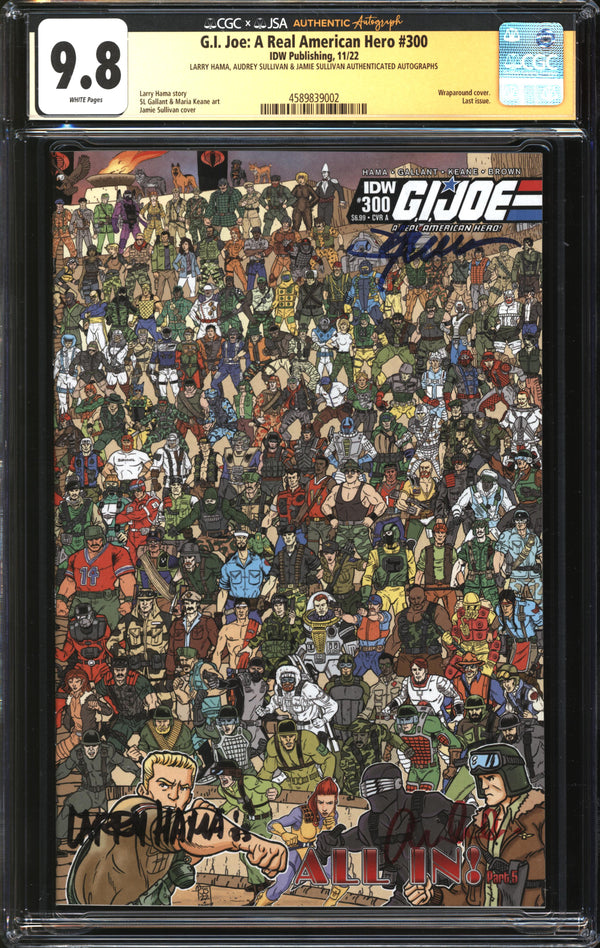 G.I. Joe: A Real American Hero (2010) #300 CGC Signature Series 9.8 NM/MT Signed Larry Hama, Audrey Sullivan & Jamie Sullivan